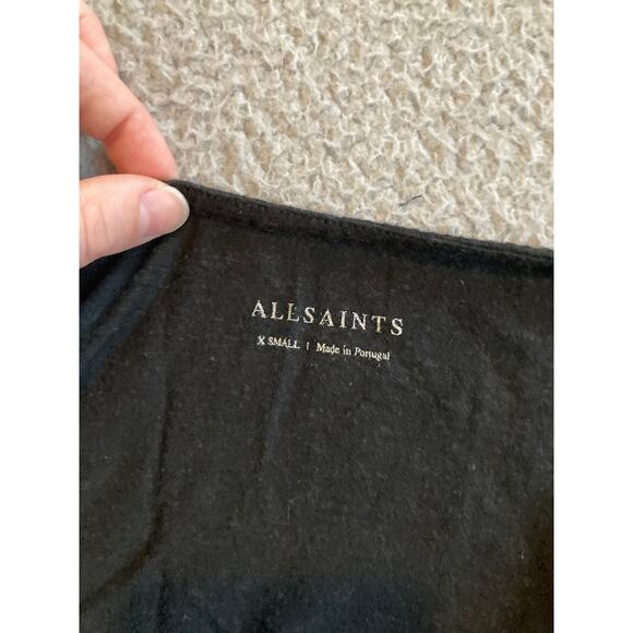 AllSaints Tank Top XS Scoop Neck Striped Pink Black A-Line Flowy Y2K Coquette - Picture 4 of 9